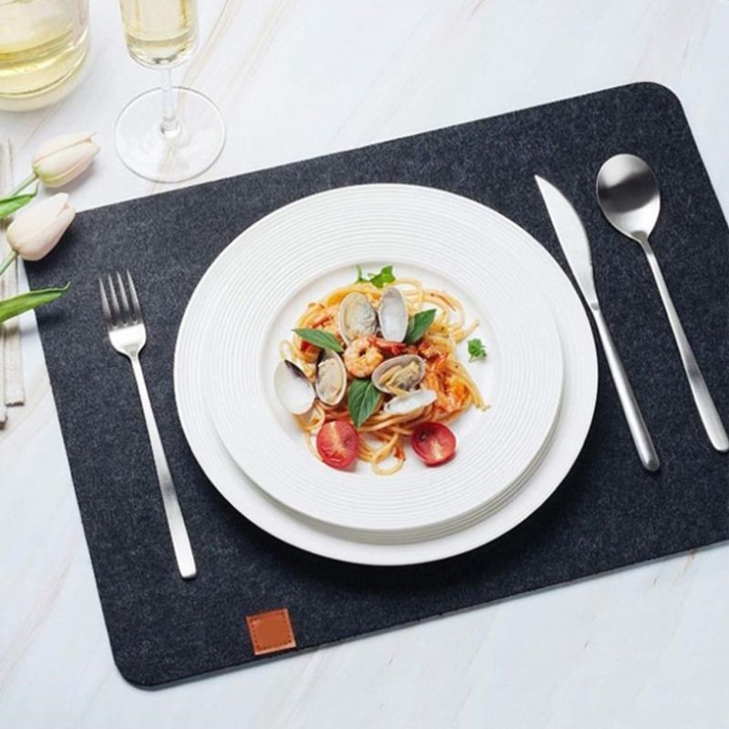 Placemat Cup Mat Set Felt Heat Insulation with Fork Bag Tableware Mat for Home view 11