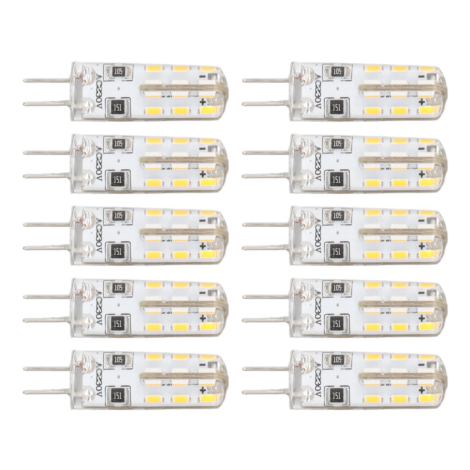 10 Pcs G4 LED Bulbs Bi Pin Base Silicone Warm White 3000K 1.5W AC220V 110LM view 6
