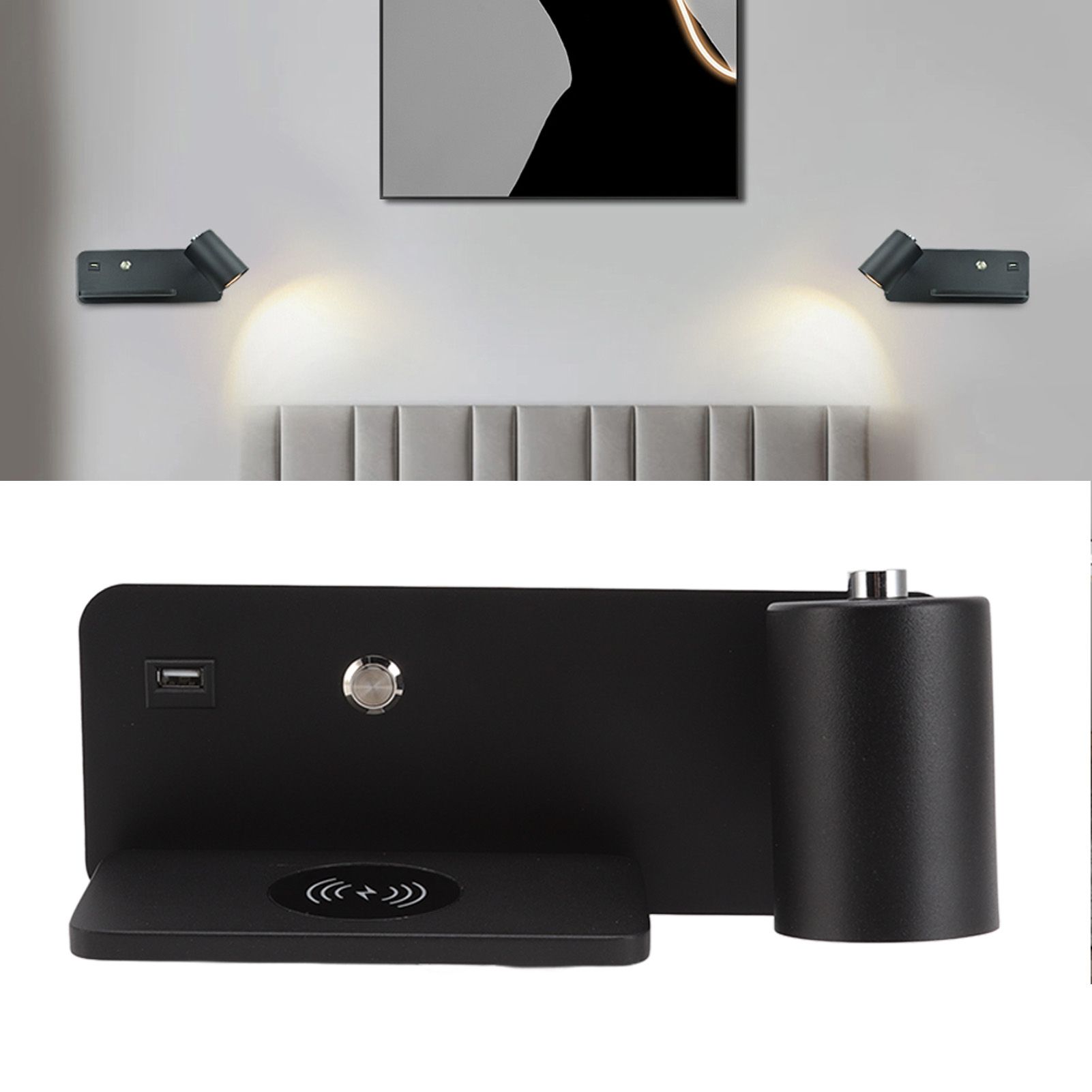 LED Wall Light USB Interface Wireless Charging LED Wall Lamp for Living Room view 12