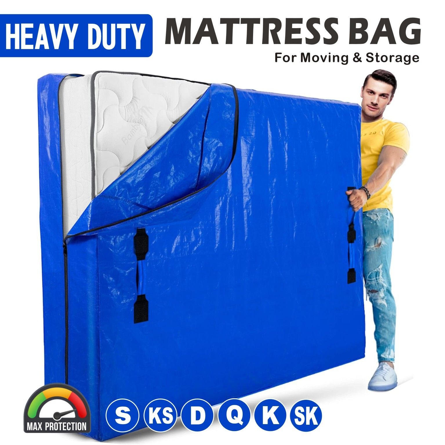 Mattress Bag Mattresses Protector Plastic Moving Storage Dust Cover Carry Bed — image 1