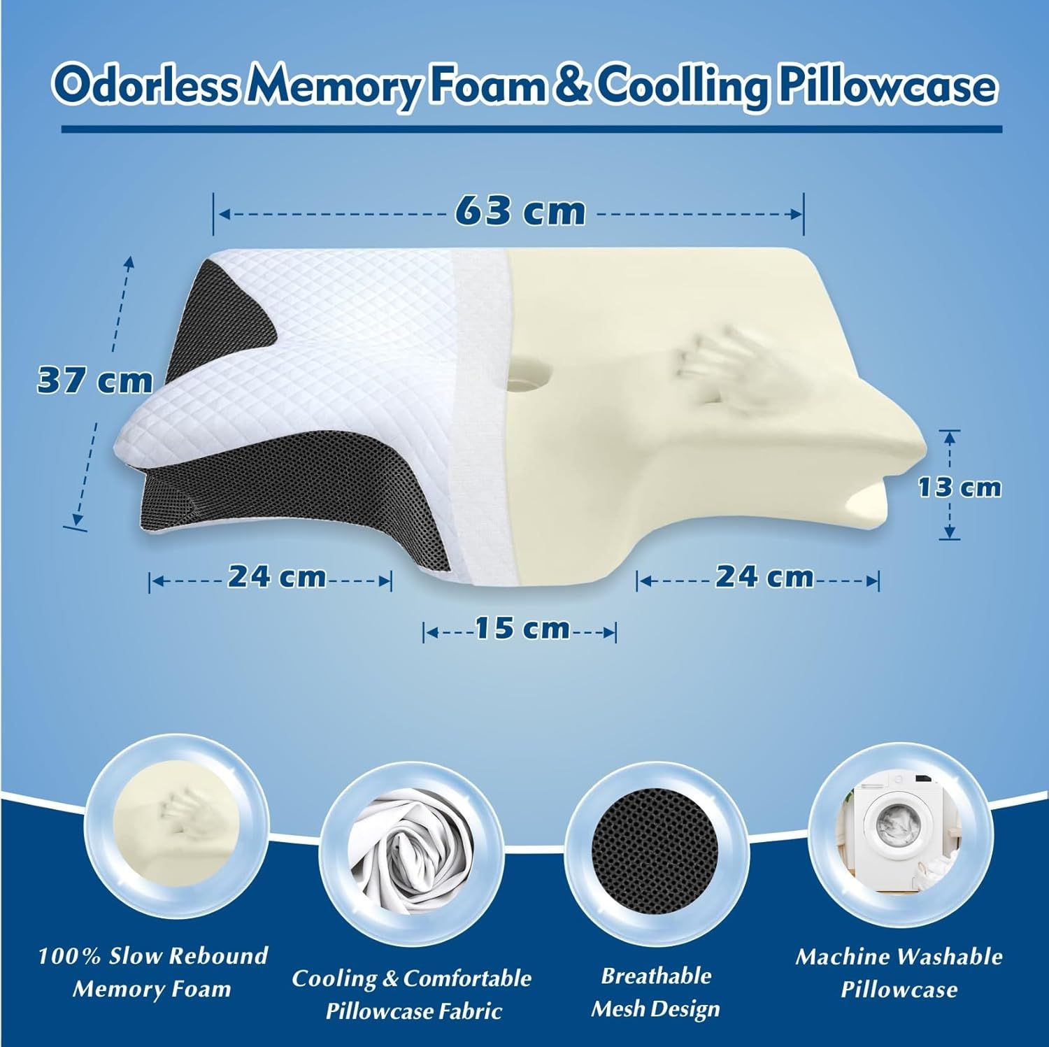 Bamboo Cervical Pillow for Neck and Shoulder Pain Relief Ergonomic Bed Pillow view 3
