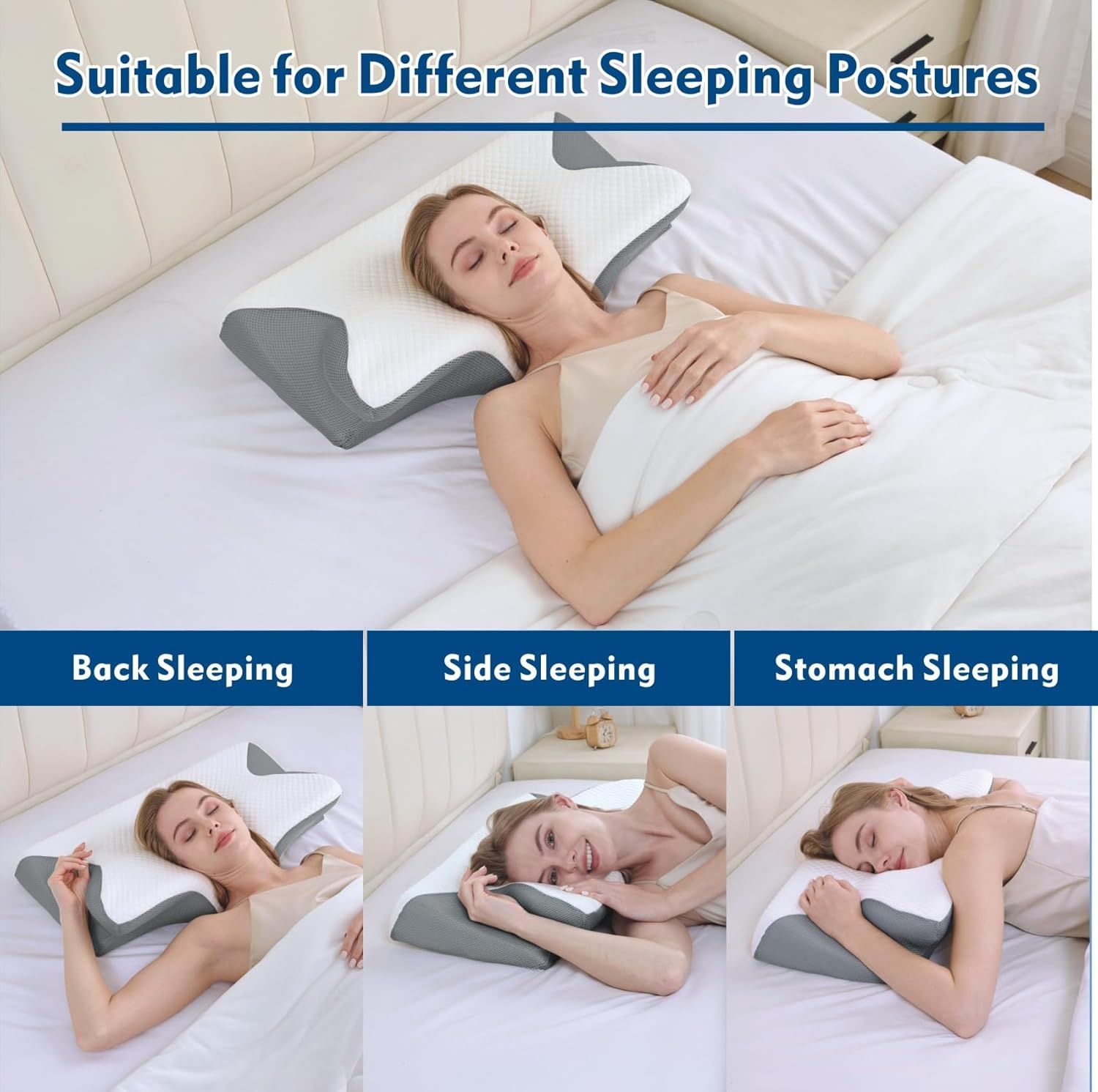 Bamboo Cervical Pillow for Neck and Shoulder Pain Relief Ergonomic Bed Pillow view 2