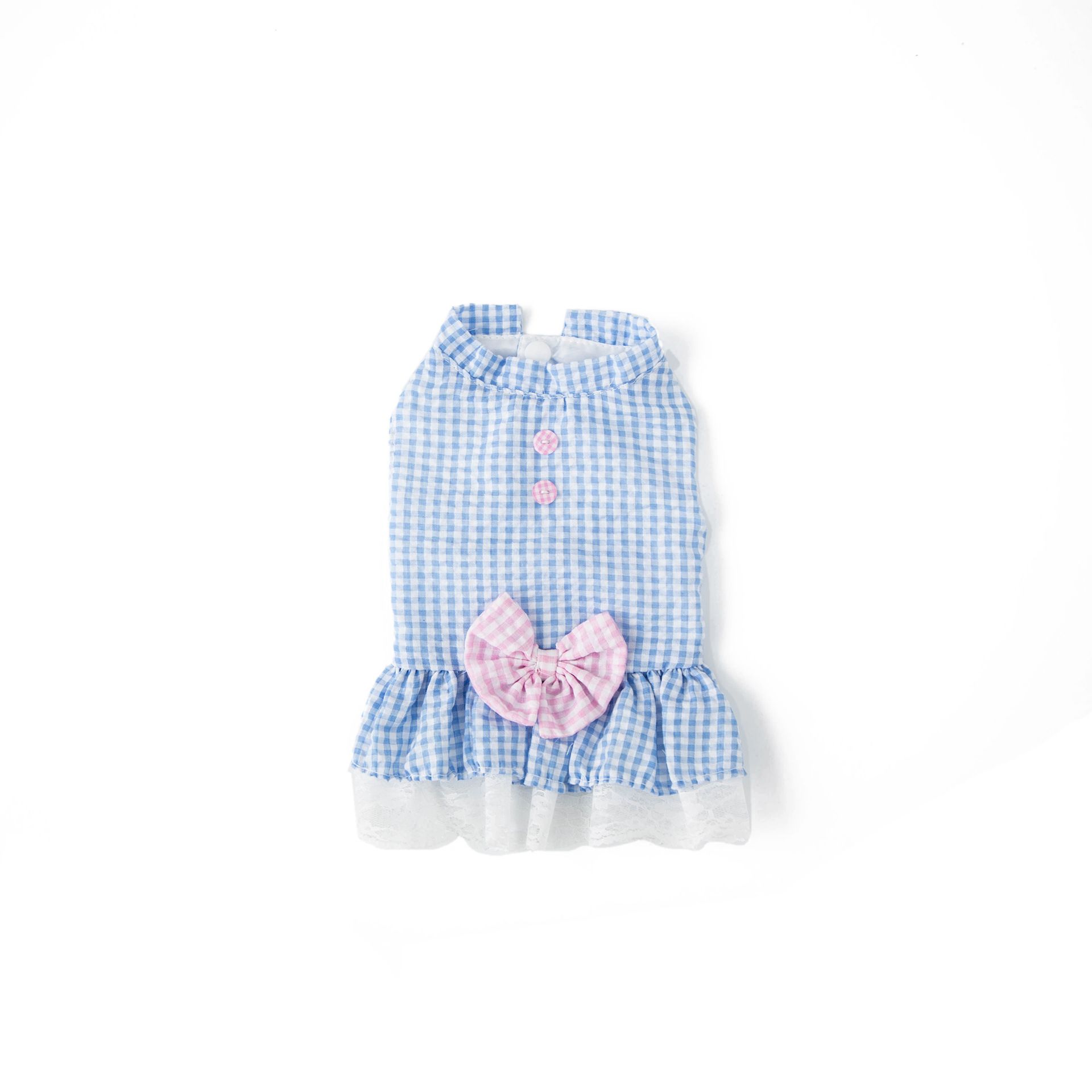 Pet Dog Princess Skirt Cloth Casual Style Plaid Skirt Blue M