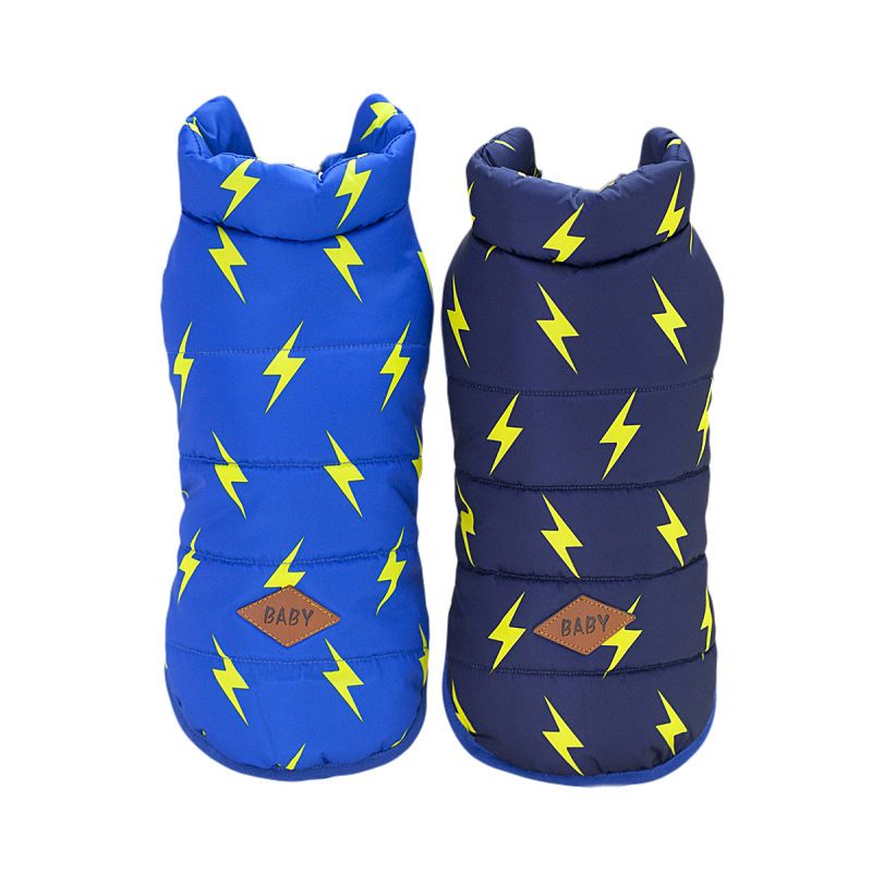 Dog Winter Clothes Two Legged Warm Cotton Blue M view 2