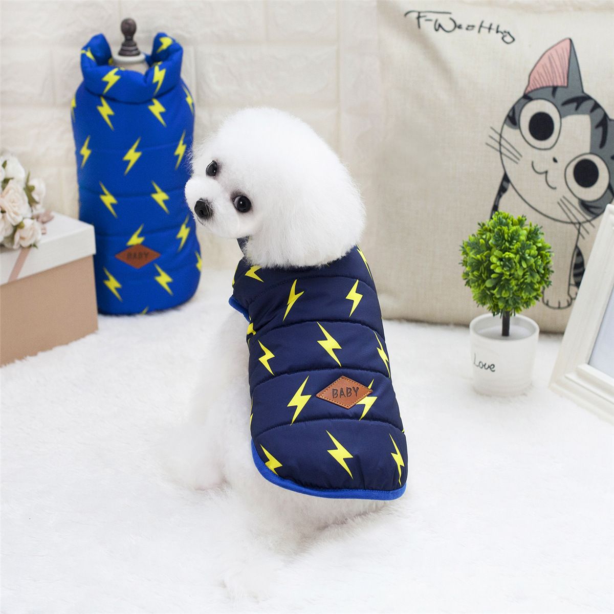 Dog Winter Clothes Two Legged Warm Cotton Black XL view 5