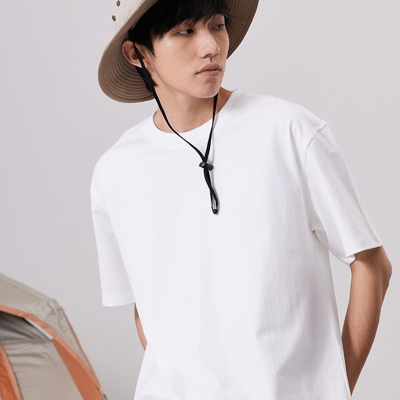 270g Cotton T Shirt Men Short Sleeve Crewneck Black XL (suitable for 70.00 view 4