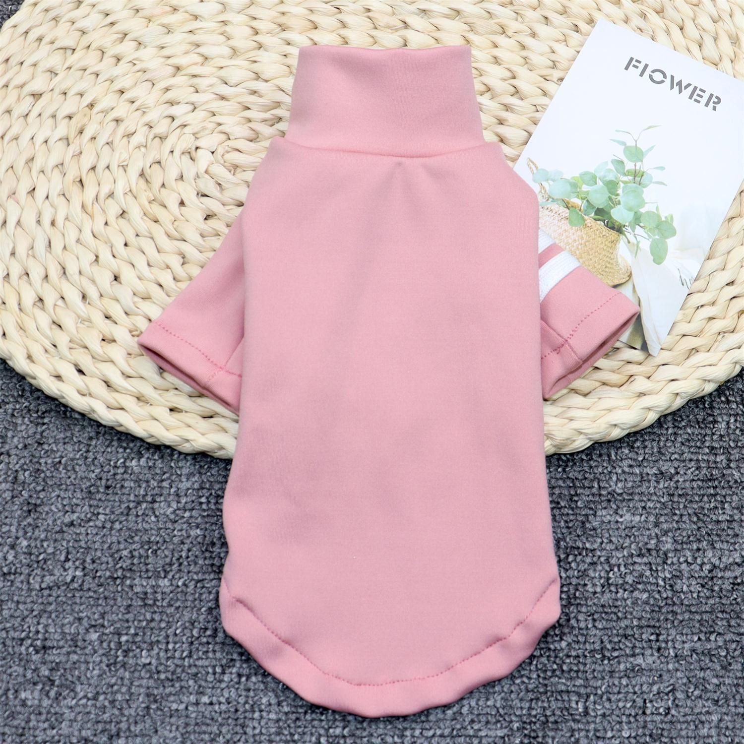 Dog Clothes Pet Clothing High Collar Base Shirt Two-bar bottoming shirt pink M view 5