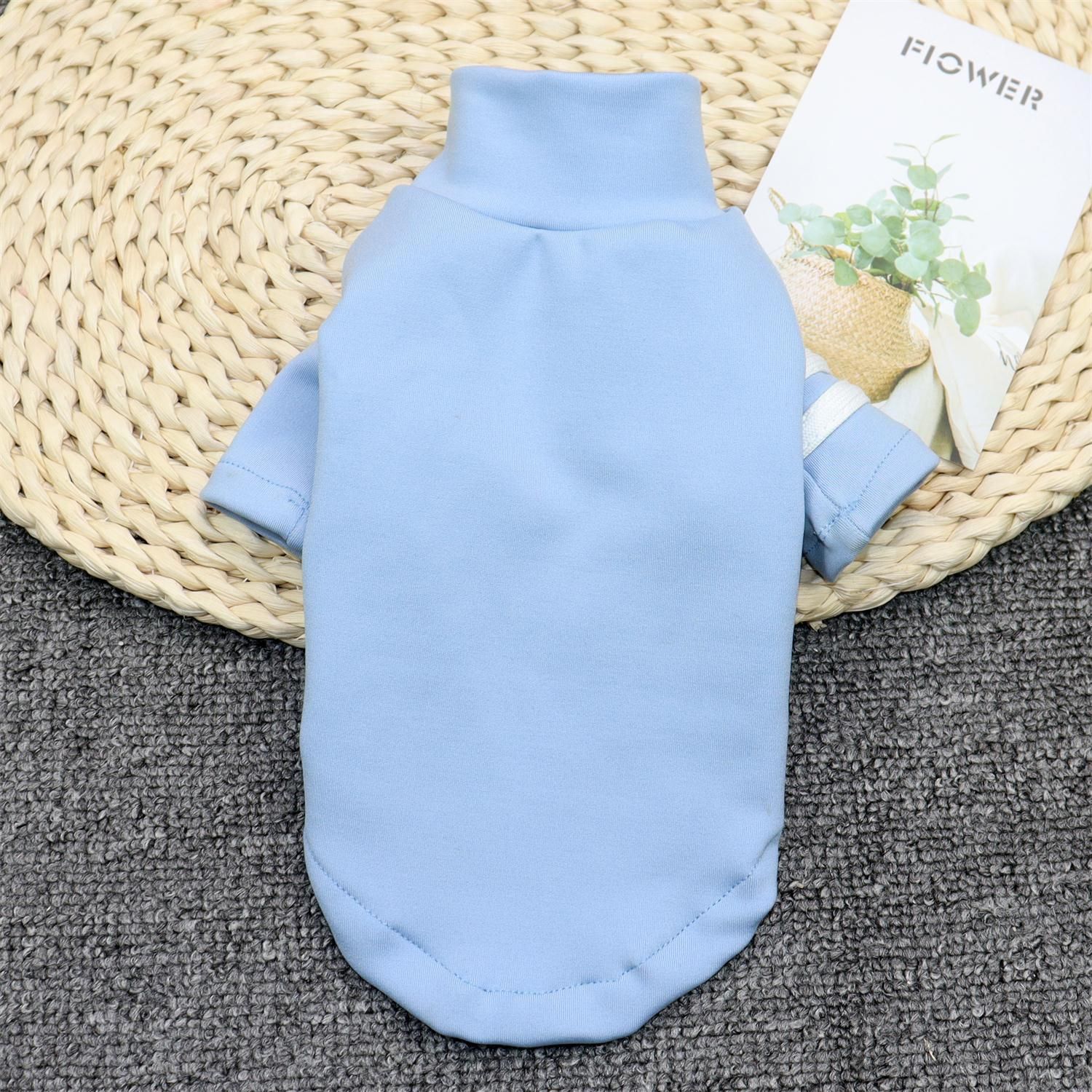 Dog Clothes Pet Clothing High Collar Base Shirt Two-bar bottoming shirt blue XS
