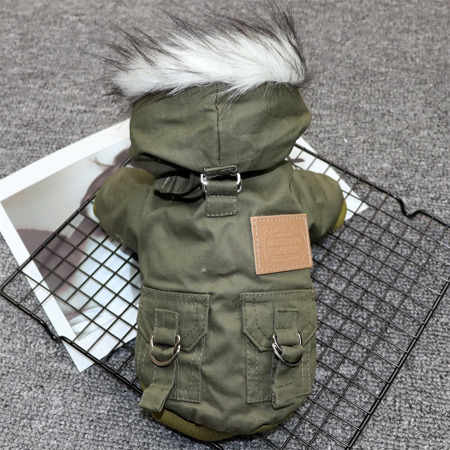 Odd Pet Thickened Cotton Dog Clothes Small Breed Winter Mountaineering Suit khaki view 3