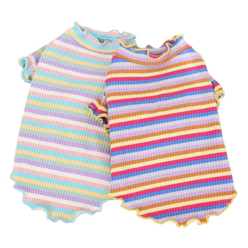 Cotton Knitted Pet Pullover Two Legs Clothes for Dogs Rainbow Strip XL view 2