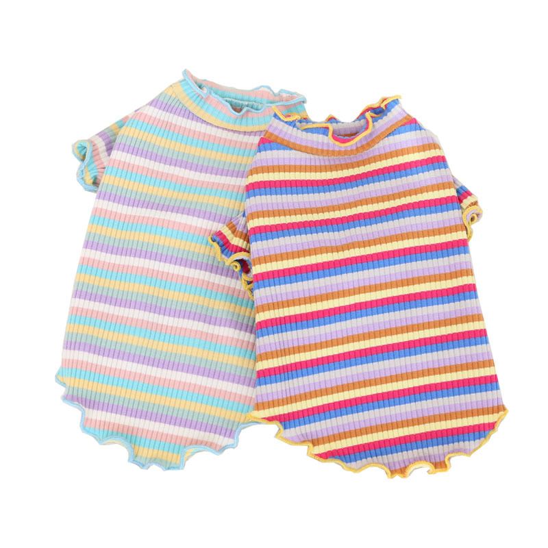 Cotton Knitted Pet Pullover Two Legs Clothes for Dogs Rainbow Strip XXL view 6