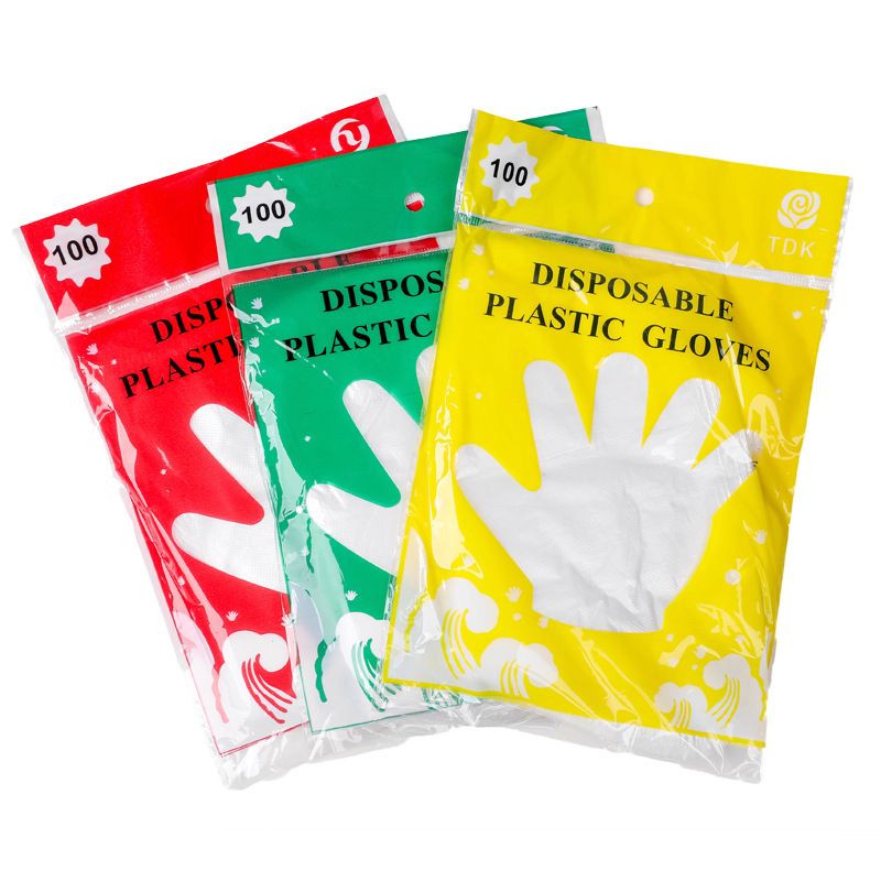 Disposable PE Gloves Food Grade 50 Count M Thickened English bag -100 only view 2