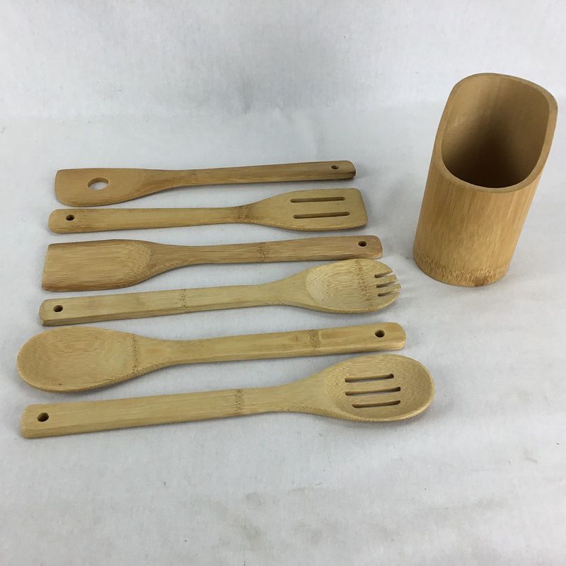 Bamboo Utensil Set Xiao Zhuyang 5 Piece Kitchen Tools Oval Spoon 30*6*2.5 — image 1