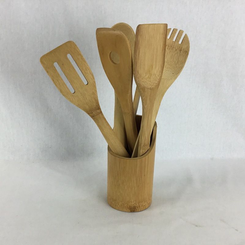 Bamboo Utensil Set Xiao Zhuyang 5 Piece Kitchen Tools Oval mixing spoon 30*6*2.5 view 2