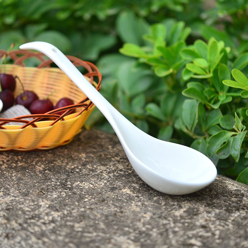 Ceramic Soup Spoon Yo Laifu Large White Pink Frosted Large Soup Spoon view 3