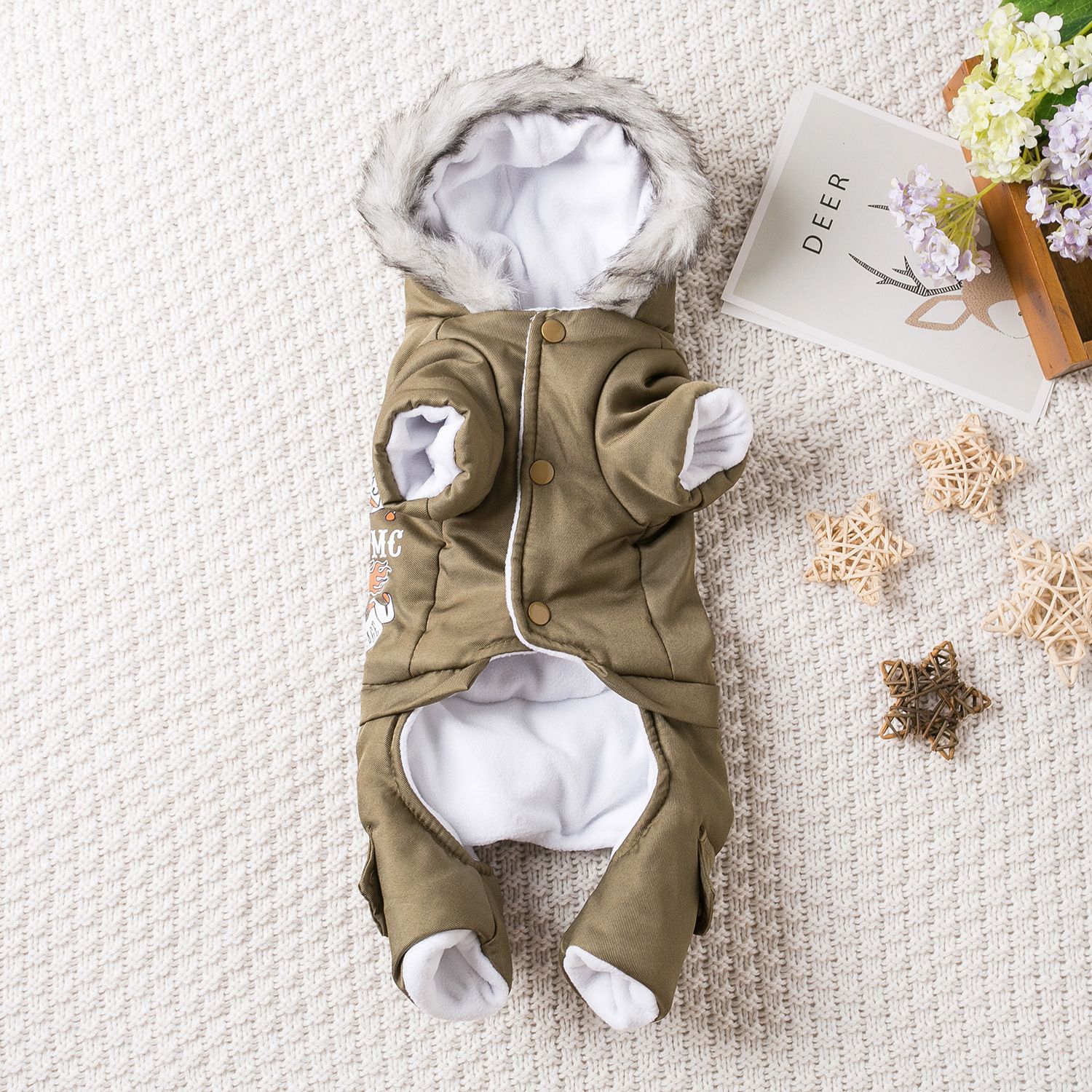 Qi Pet Dog Clothes Thickened Four Legged Warm Locomotive hand khakis view 5
