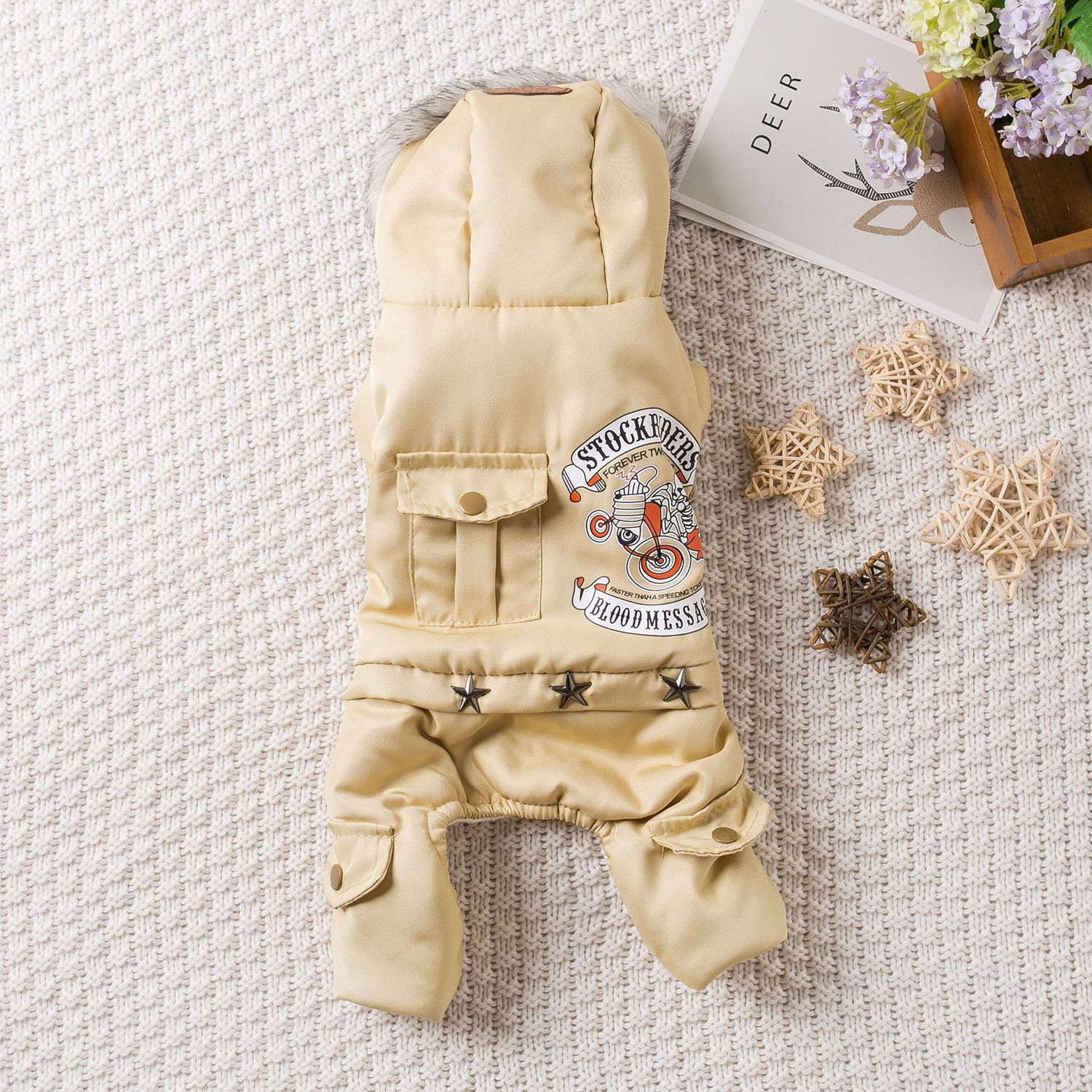 Qi Pet Dog Clothes Thickened Four Legged Warm Locomotive hand khakis XL