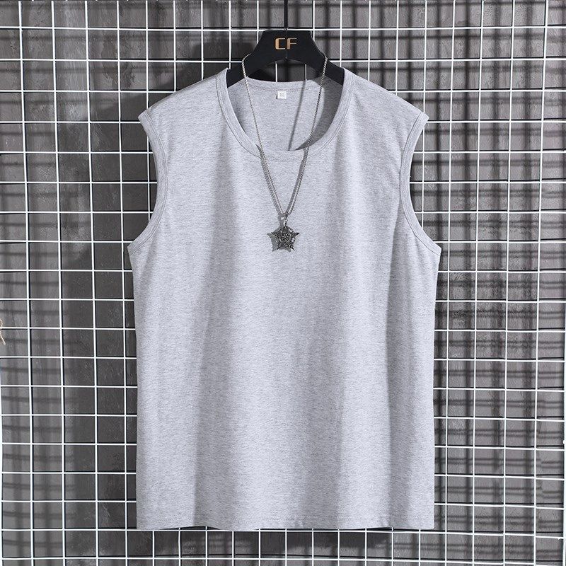 Menma Men Summer Cotton Sleeveless Loose Sports Crewneck Red 9XL view 3