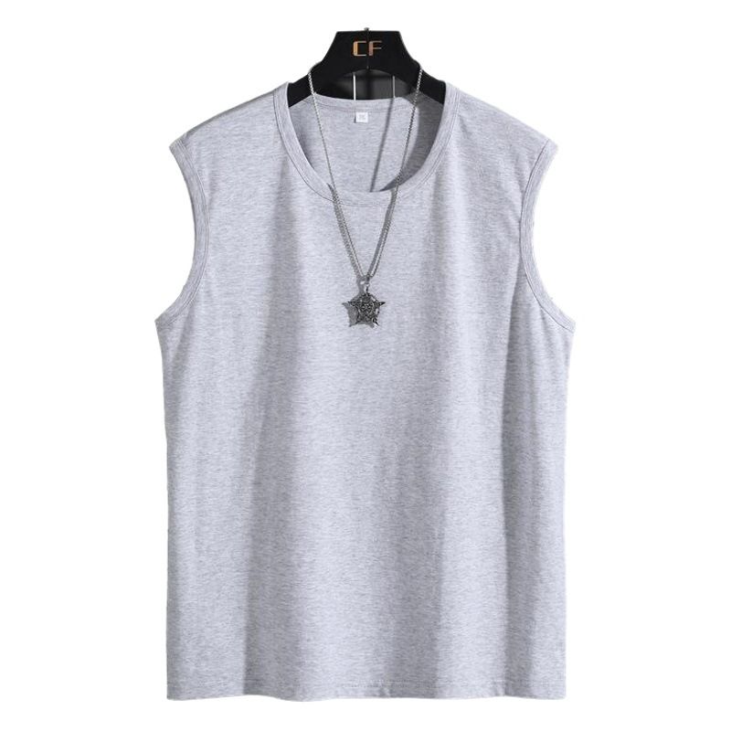 Menma Men Summer Cotton Sleeveless Loose Sports Crewneck Red 10XL view 2