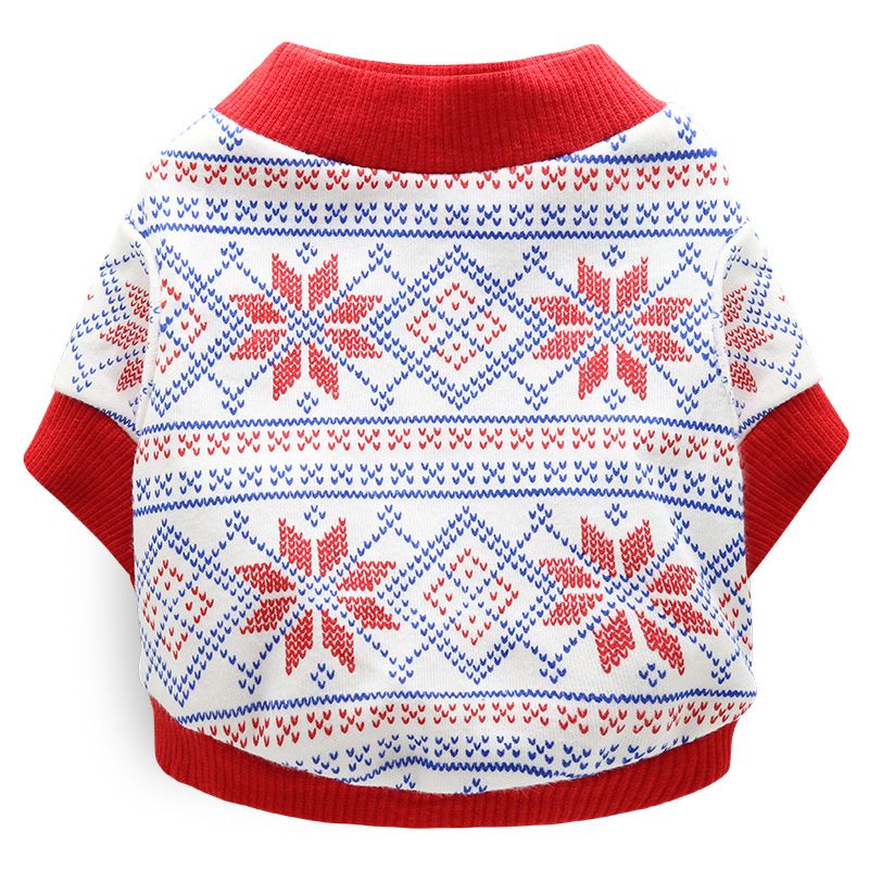 DROOLING DOG Pet Dog Cat Clothes Cotton T Shirt Red Edge (Snowflake) Size: S