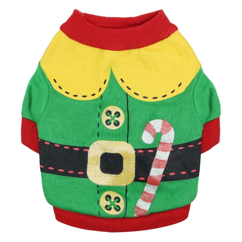DROOLING DOG Pet Dog Cat Clothes Cotton T Shirt Red background with green edge view 2