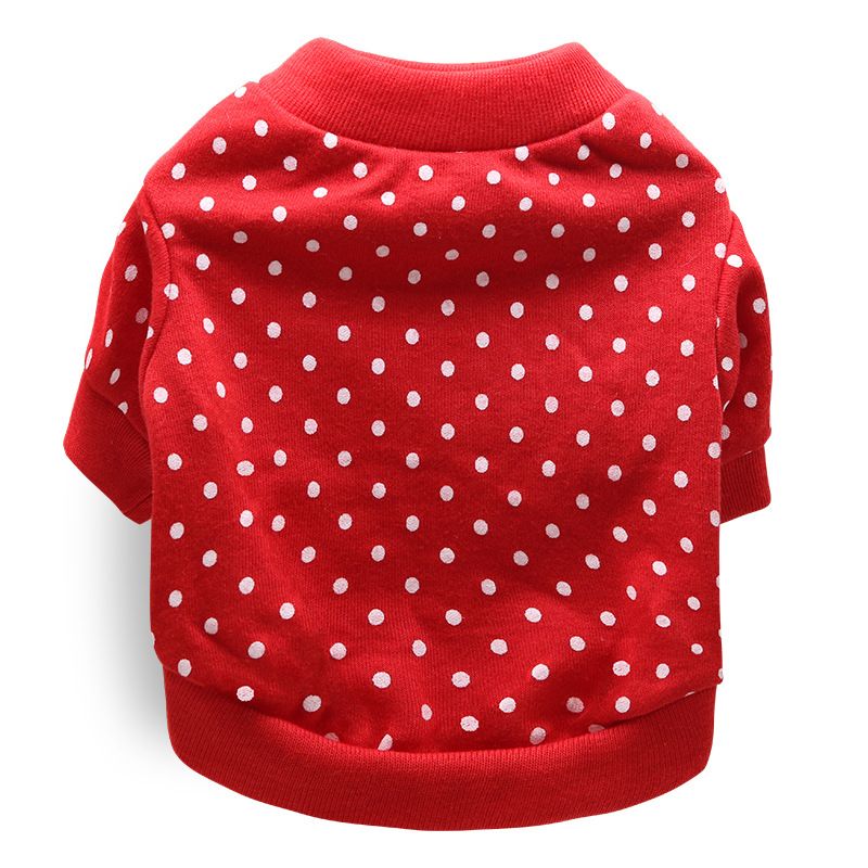 DROOLING DOG Pet Dog Cat Clothes Cotton T Shirt Red (dot) Size: S