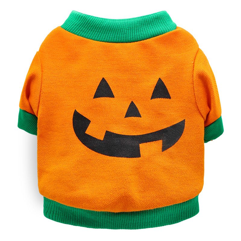DROOLING DOG Pet Dog Cat Clothes Cotton T Shirt Orange Green Edge (pumpkin