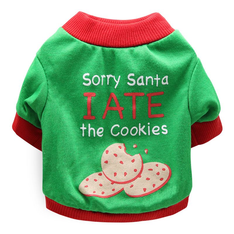 DROOLING DOG Pet Dog Cat Clothes Cotton T Shirt Green background with red edge