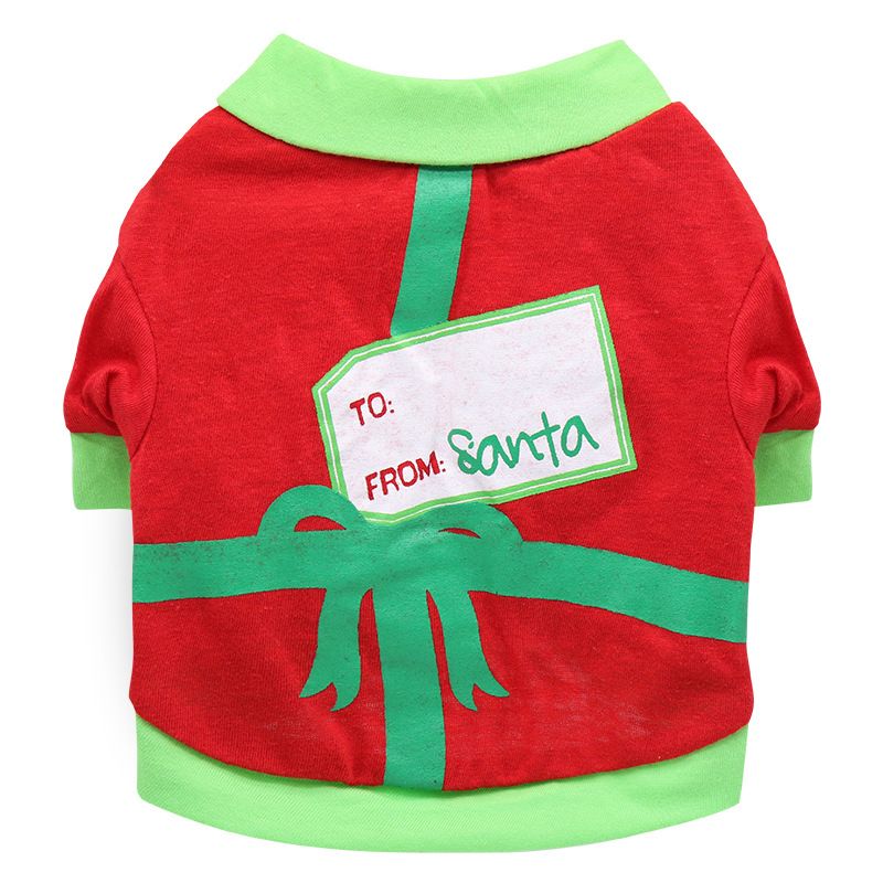 DROOLING DOG Pet Dog Cat Clothes Cotton T Shirt Red Green Edge (Envelope) Size: L