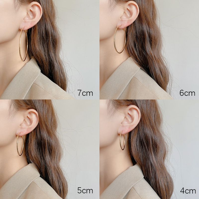 Mori Wai Metal Earrings Geometry Circle 925 Silver E2455 gold 4cm view 3