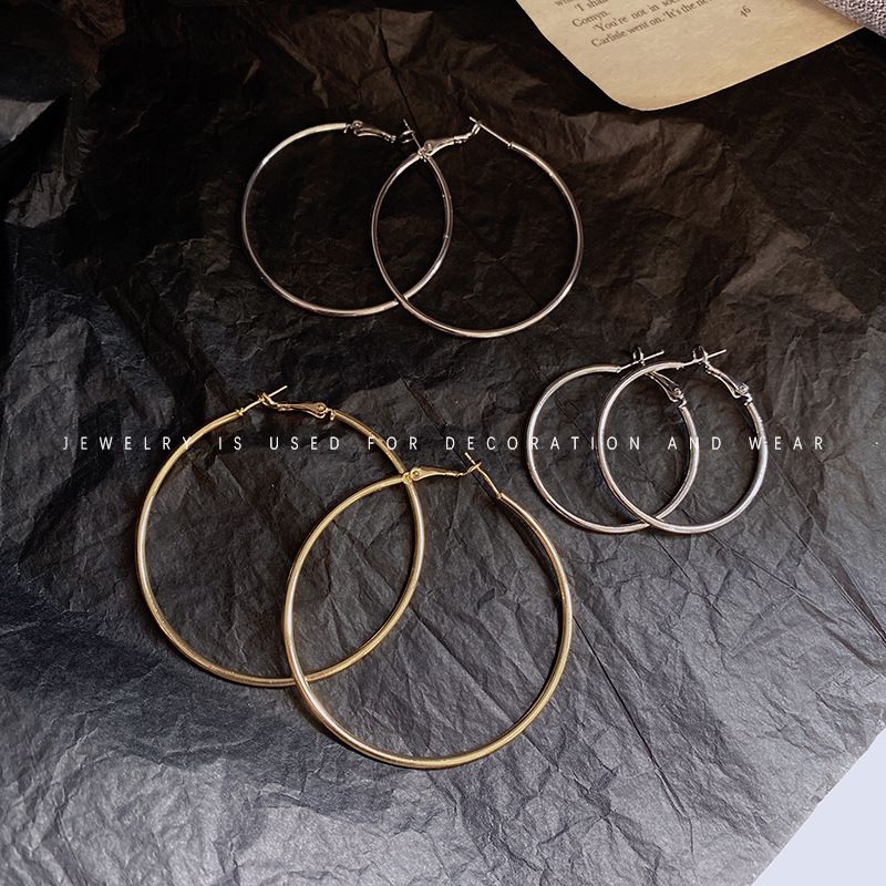 Mori Wai Metal Earrings Geometry Circle 925 Silver E2455 gold 4cm view 4