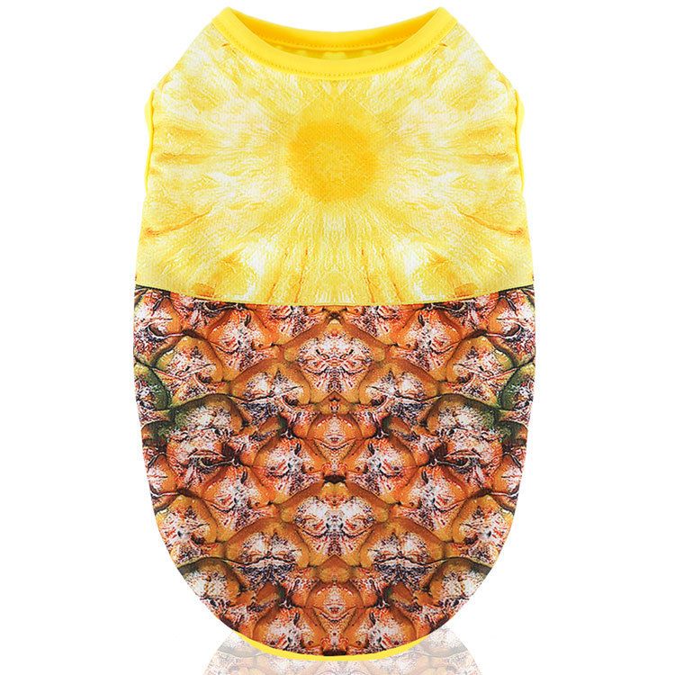 Mesh Pet Vest 3D Print Dog Cat Clothing Vest 3D Realistic Big Pineapple