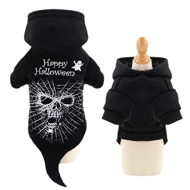 shine Pet Dog Cat Transformation Costume Cotton Hooded two-leg sweater black view 5