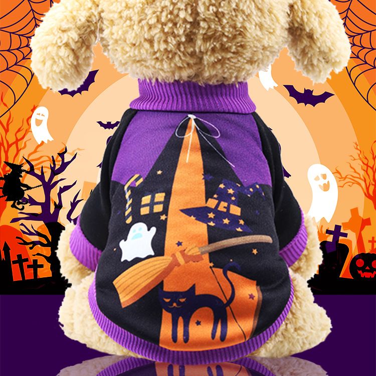 shine Pet Dog Cat Transformation Costume Cotton Gray bottom-hooded two-leg view 3