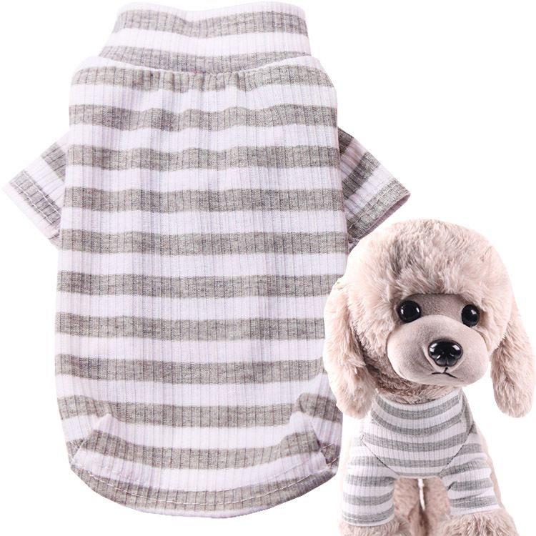Pet Two Leg Shirt Striped Cotton Shine Two-leg stretch bottoming shirt with — image 1
