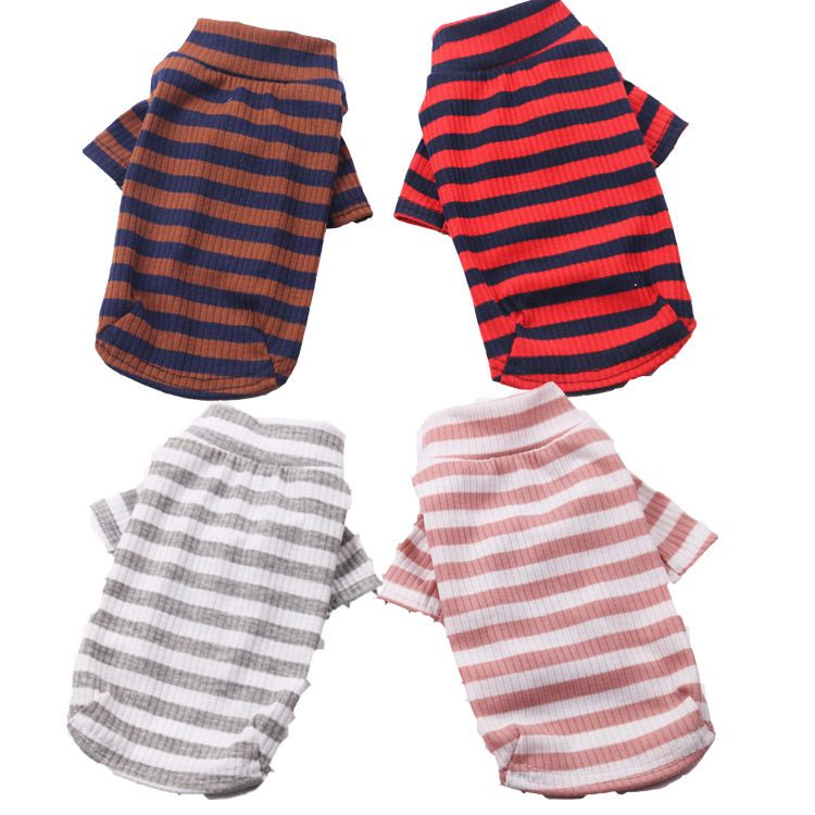 Pet Two Leg Shirt Striped Cotton Shine Two-leg stretch bottoming shirt with view 3
