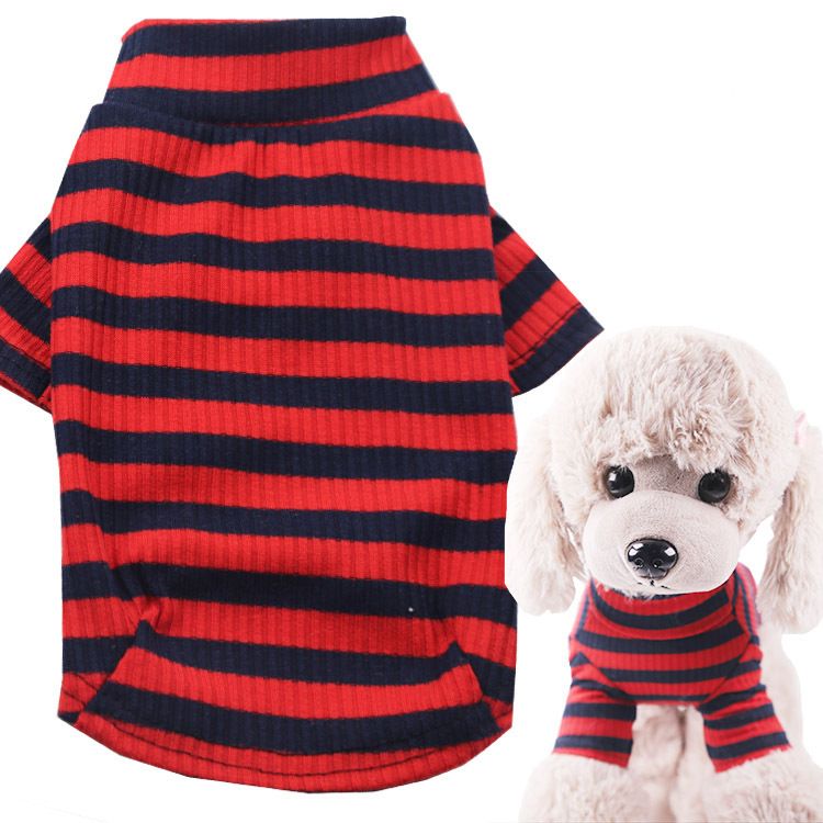 Pet Two Leg Shirt Striped Cotton Shine Two-leg stretch bottoming shirt with view 5