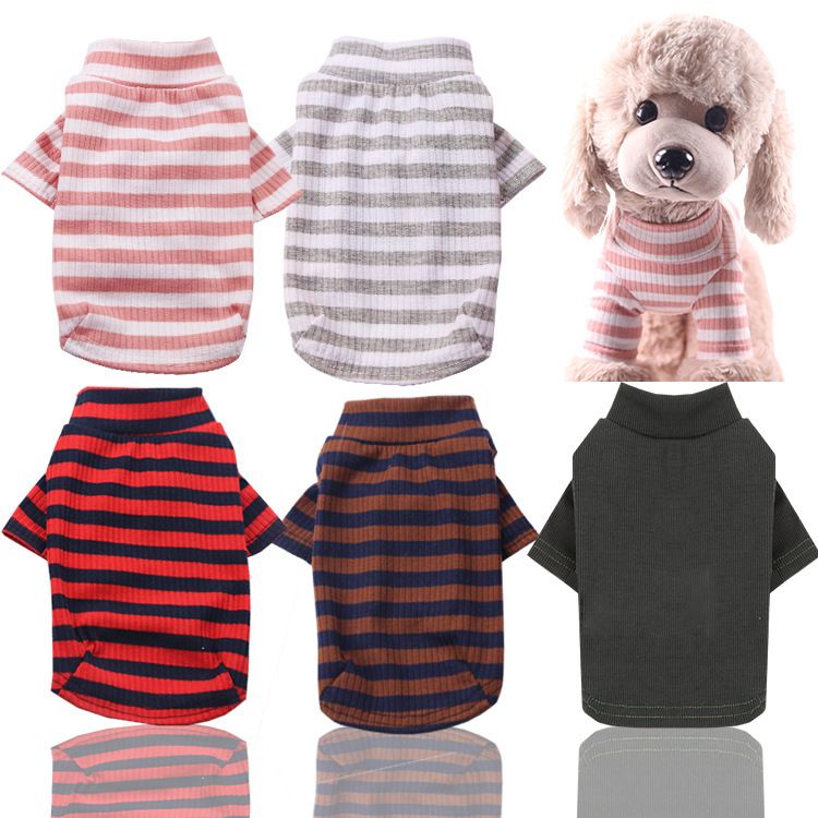 Pet Two Leg Shirt Striped Cotton Shine Two legs stretch bottoming shirt army view 2