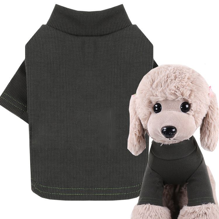 Pet Two Leg Shirt Striped Cotton Shine Two legs stretch bottoming shirt army — image 1