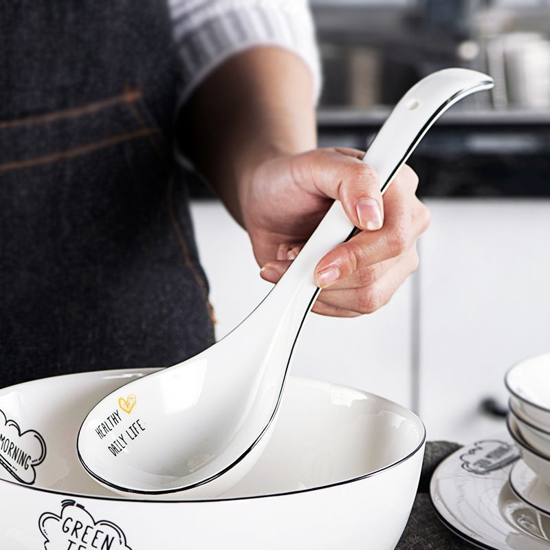 Ceramic Soup Spoon Yo Laifu Large White Extra Large Pure White Spoon view 2