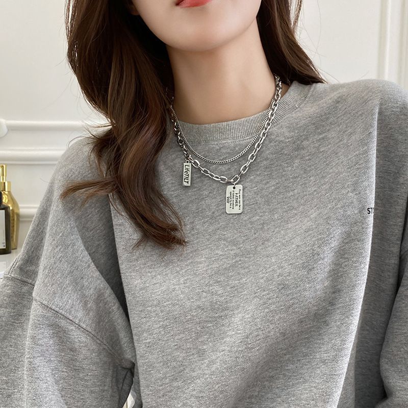 Hip Hop Necklace Zinc Alloy Twist Chain Unisex Non-detachable double-layer — image 1