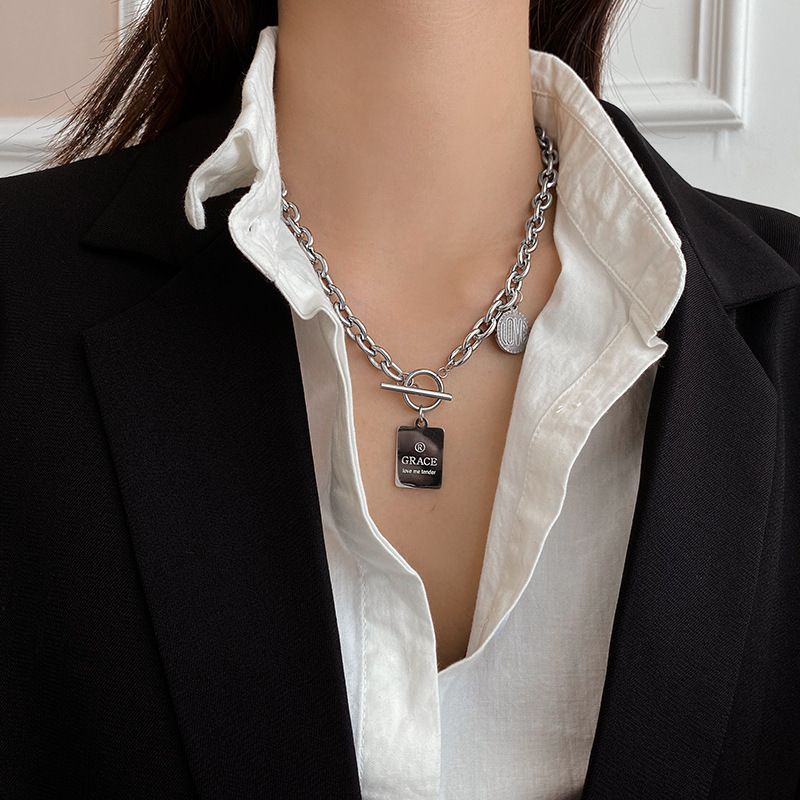 Hip Hop Necklace Zinc Alloy Twist Chain Unisex Non-detachable double-layer view 3