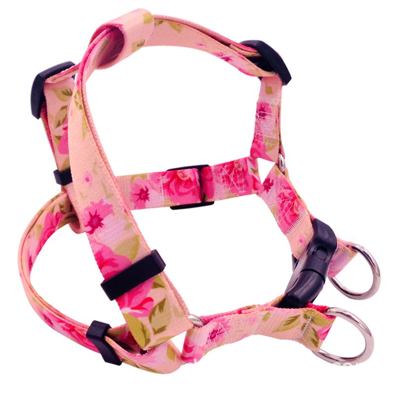 DEYUAN Bohemian Dog Harness Polyester Pink Rose S:1.5*32-45cm