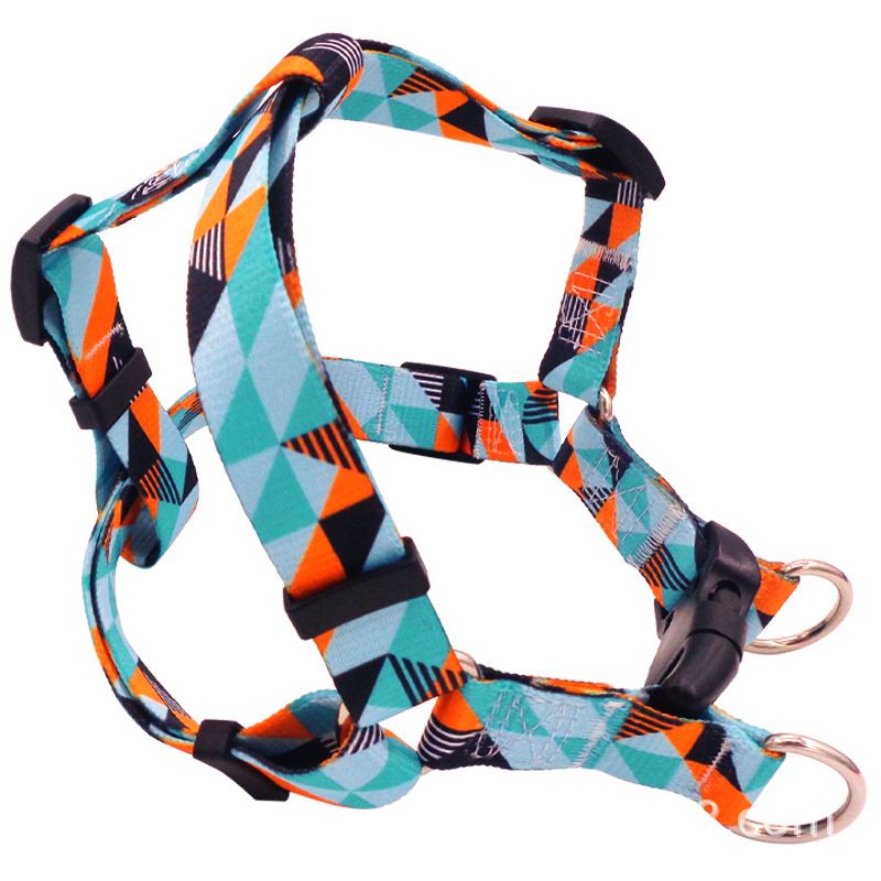 DEYUAN Bohemian Dog Harness Polyester Geometric Green S:1.5*32-45cm