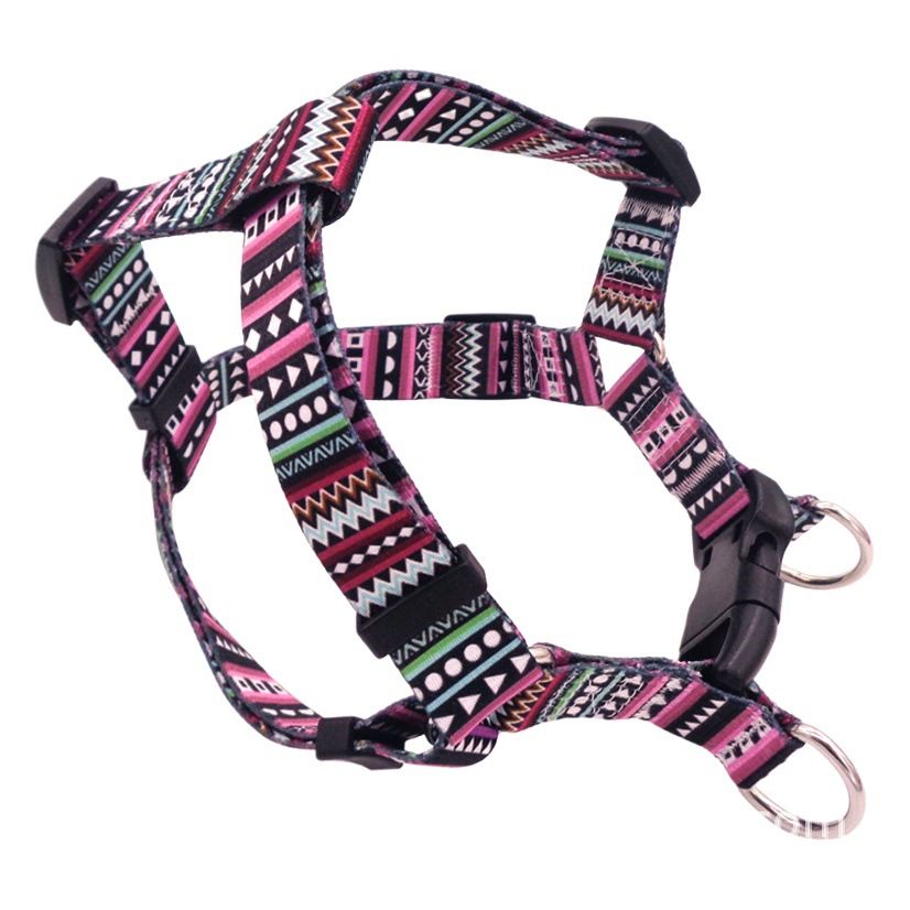 DEYUAN Bohemian Dog Harness Polyester Geometric Green S:1.5*32-45cm view 2