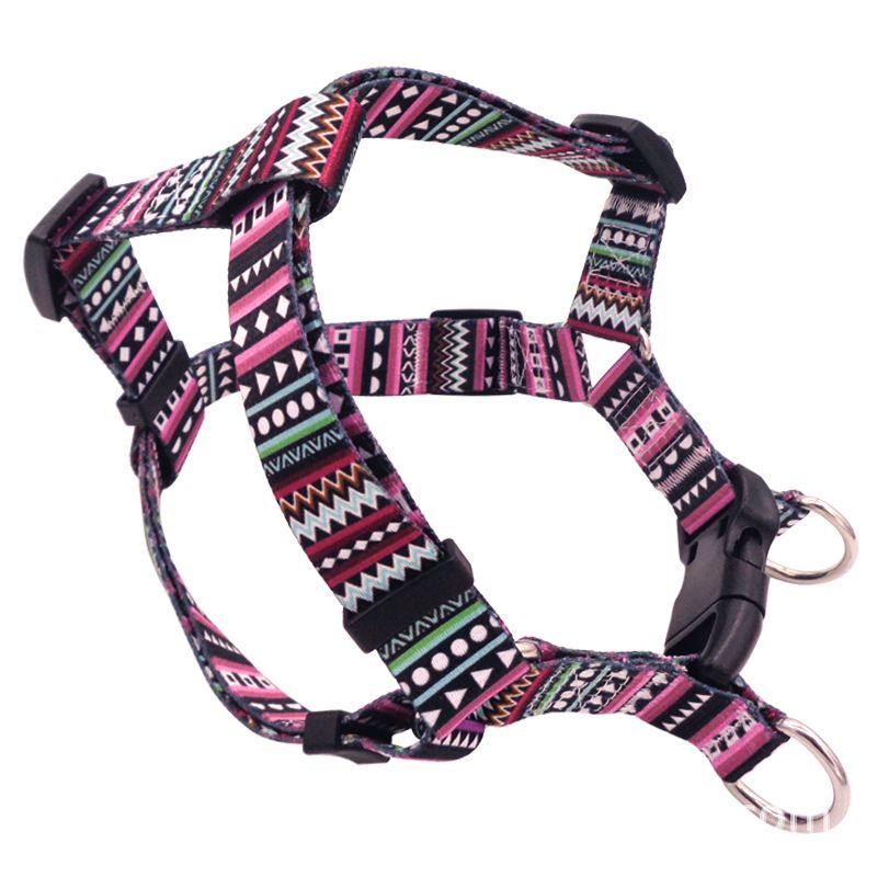 DEYUAN Bohemian Dog Harness Polyester RED CHECK S:1.5*32-45cm view 3