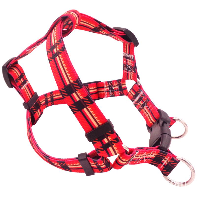 DEYUAN Bohemian Dog Harness Polyester RED CHECK L:2.5*60-93cm