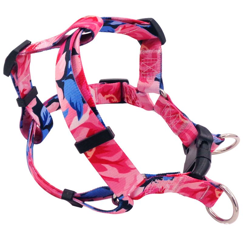 DEYUAN Bohemian Dog Harness Polyester Dark blue flower L:2.5*60-93cm