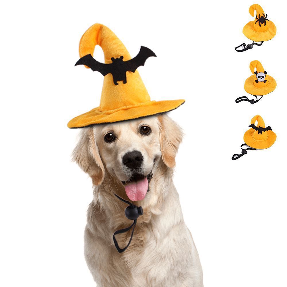 Halloween Dog Cat Hat Scarf Set Beautiful Pet Wool Felt White Lucky Hat All yards view 4