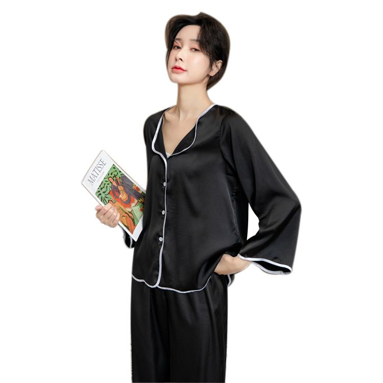 Ming Yu Ya Si Ice Silk Pajamas Set Long Sleeve Pink view 5